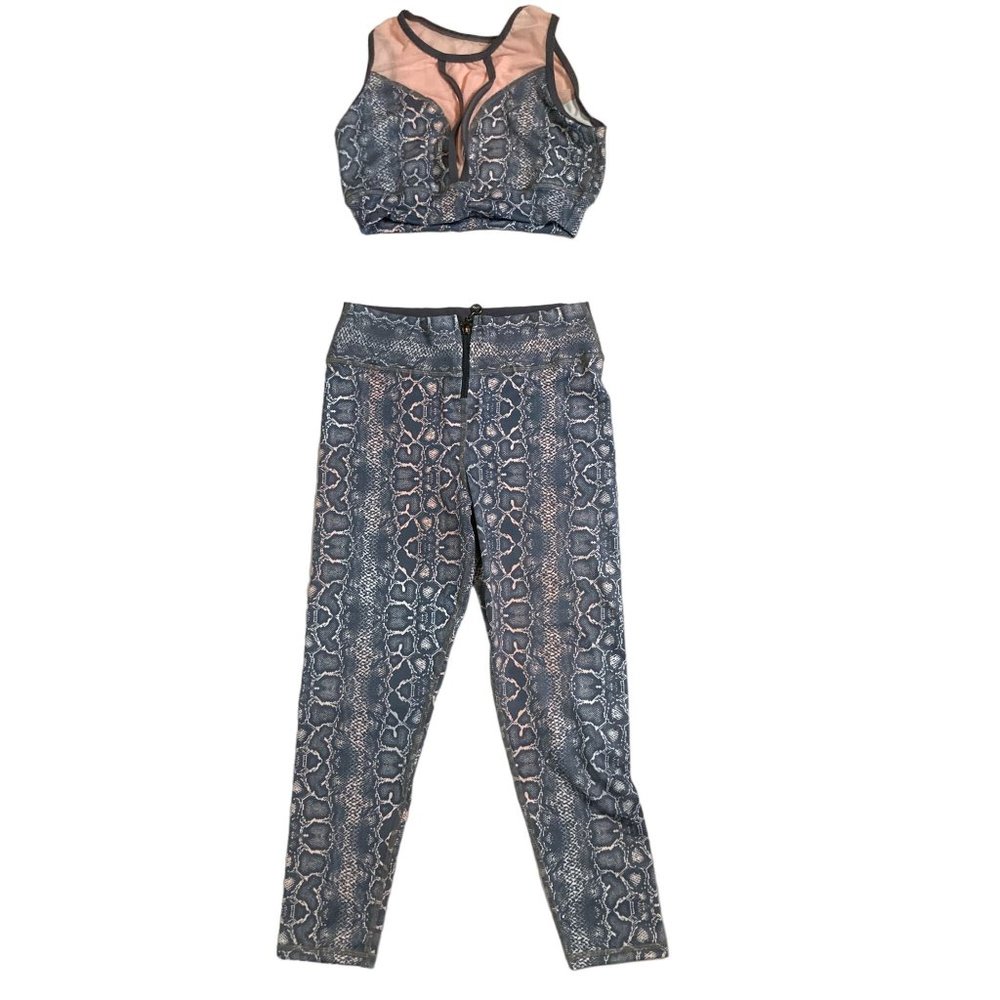 Claudia Quintero Athletic Wear Leggings & Top Black Pink Snakeskin Pattern